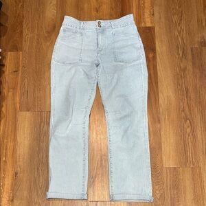 KanCan Light Blue Pinstripe Straight Jeans
